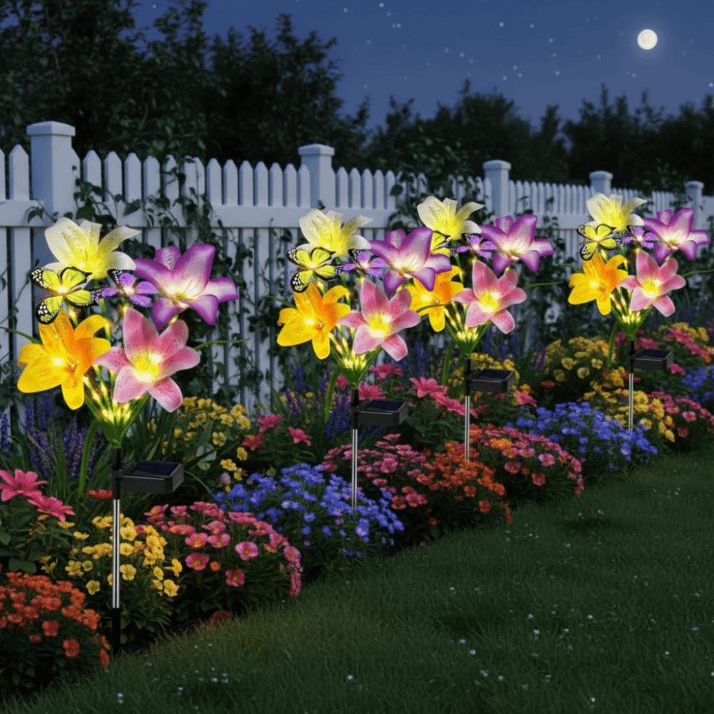 Flower Decor Solar Garden Lights Butterfly Design Garden Courtyard Lamp Landscape Lighting