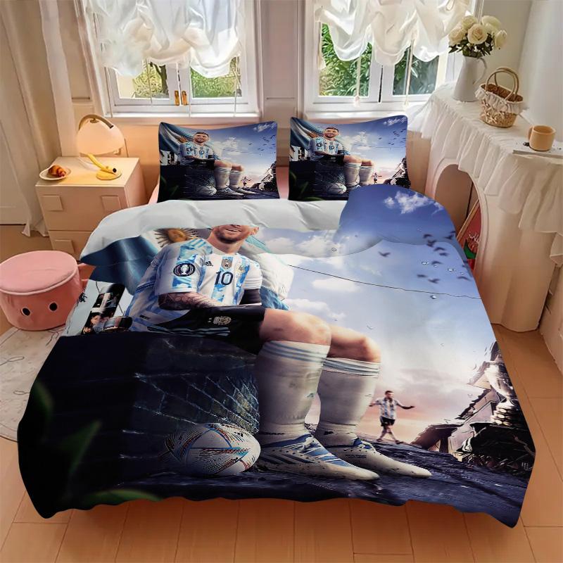 Argentina'S Messi Celebration Print 3Pcs Bedding Setduvet Cover With 2 Bedropillowcase Home Birthday Gift