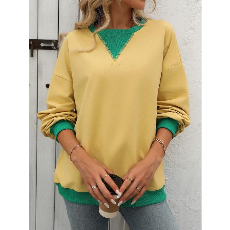 Осенне-зимняя женская однотонная свободная толстовка с круглым вырезом и вилкой