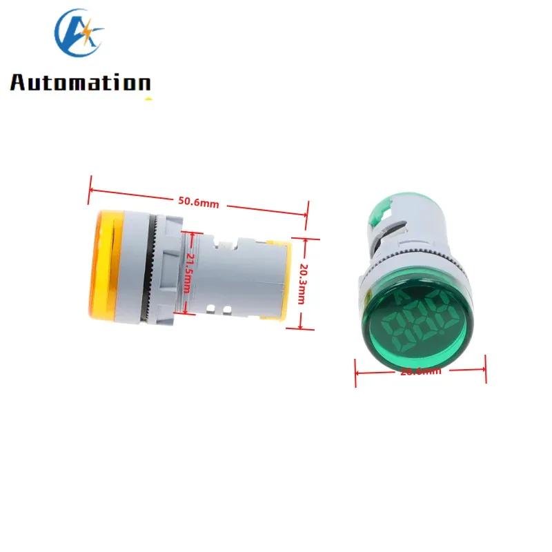 22MM 0-100A Digital Ammeter Current Meter/Voltage Meters Indicator Led Lamp Square Signal Light AC20-500V