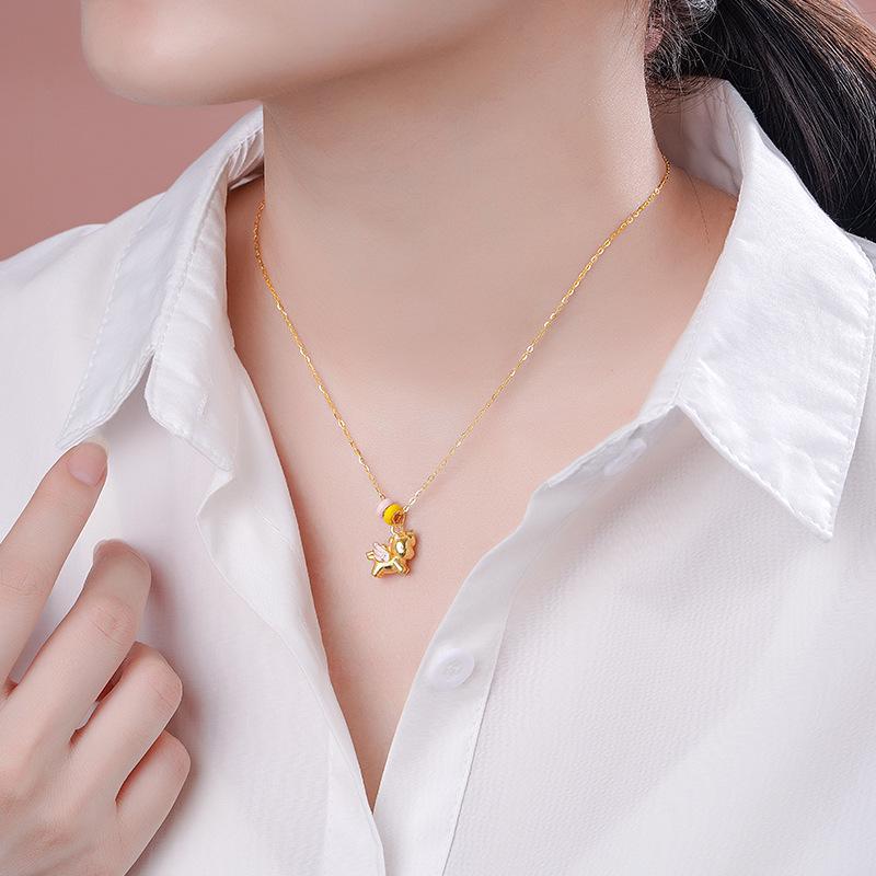 Серебряное ожерелье-единорог Tichya S925 для женщин – Милая, легкая роскошь, цепочка на ключицу с маленьким Пегасом