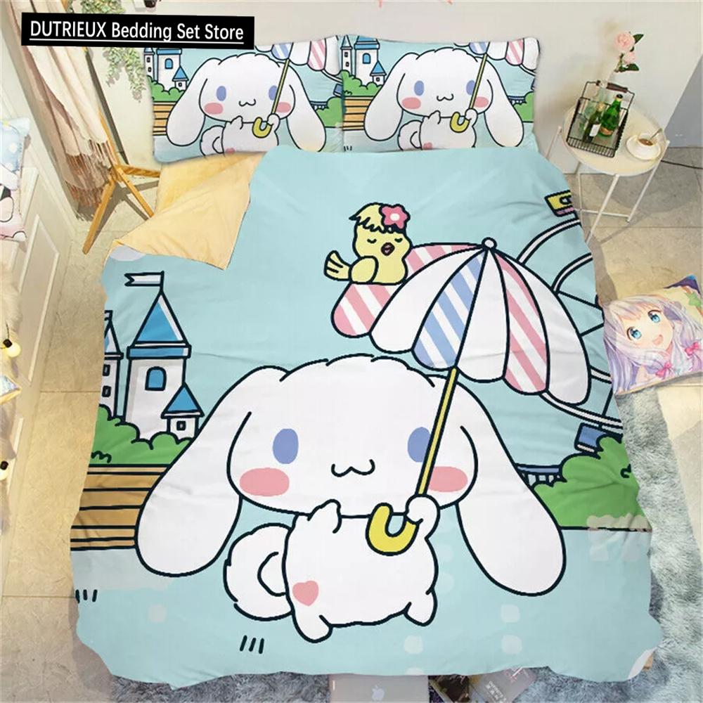 Мультяшная пододеяльник Cinnamoroll Каваи Подростки Дети Коллекция постельного белья Милый пододеяльник Полиэстер Твин Квин Кинг Декор спальни