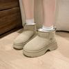 Мода 2024 Новые Классические Утепленные Пушистые Женские Снежные Ботинки Кожаные Теплые Ботильоны Женские Зимние Женские Ботинки Массивная Обувь на Платформе