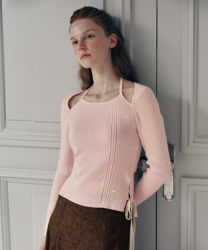 ROLAROLA Angora Halterneck Knit Baby Pink