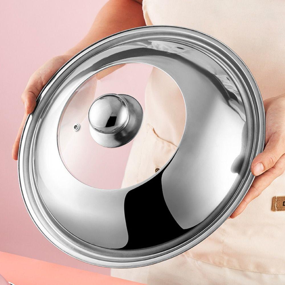28/30/32/34/36/38CM Wok Cover Universal Frying Pan Lid Stainless Steel Visible Pot Lid Household