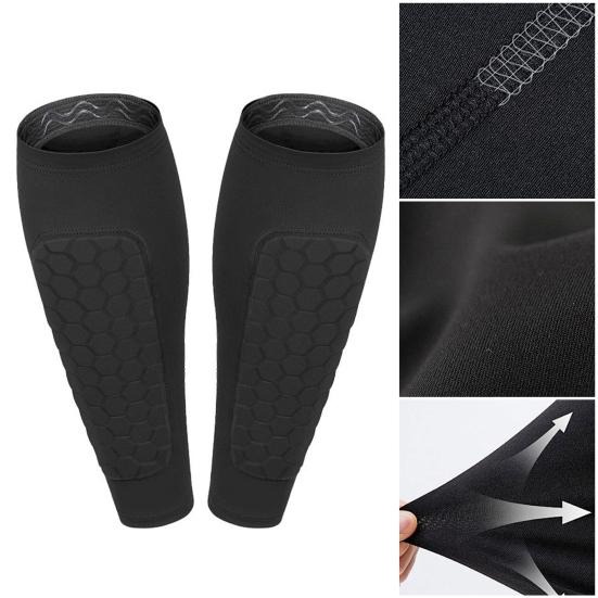 Футбольные щитки для детей и подростков, компрессионный рукав для икр с сотовыми вставками, защита икр для футбола