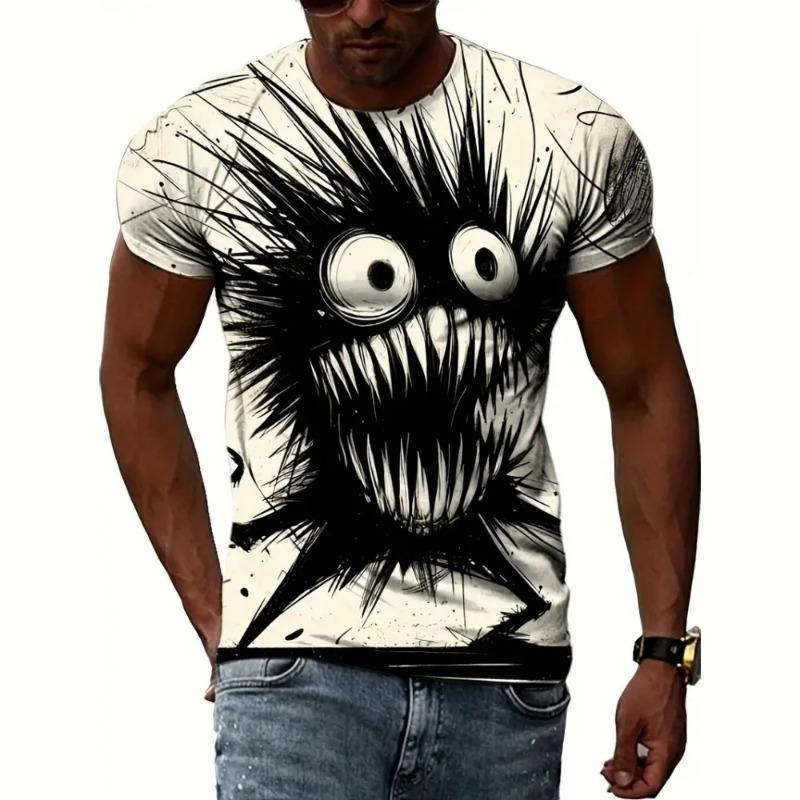 Забавная мужская футболка Модная 3D-принт пингвина Повседневная с круглым вырезом Быстросохнущая с коротким рукавом Топы Летний уличный тренд Хип-хоп Мужская футболка
