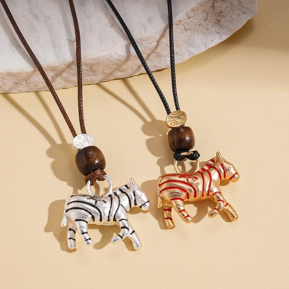 Cartoon Choker New Year Horse Necklace Ethnic Style Sweater Chain  Chinese Spring Festival