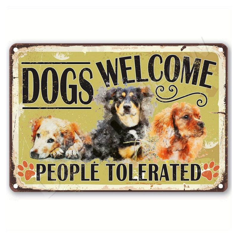 Dachshund Metal Tin Sign Doberman Dog Retro Art Yorkie Funny Pet Poster Cafe Kitchen Home Wall Decoration Plaque Gif