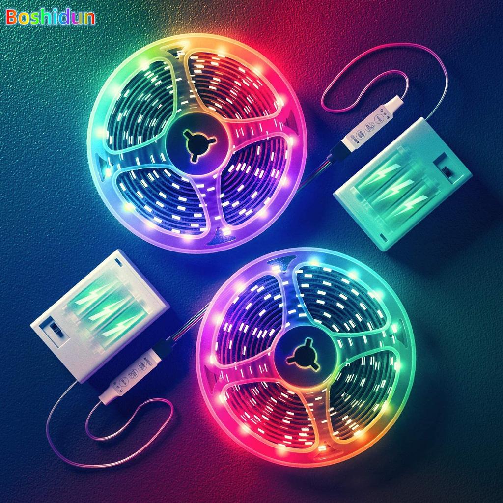 Светодиодная лента RGB 5 В, 3 АА, батарейный отсек, цветной пульт дистанционного управления, гибкая светодиодная лента, фестивальная атмосфера