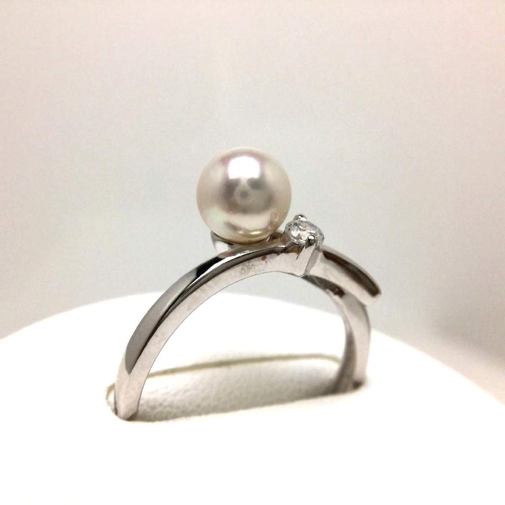 Специализированный магазин жемчуга Ise Shima Isowa Pearl Akoya Pearl Free Size Ring Pink Silver Zircon 65709 [Isowa Pearl] 5,5-6,0 мм Белый-белый