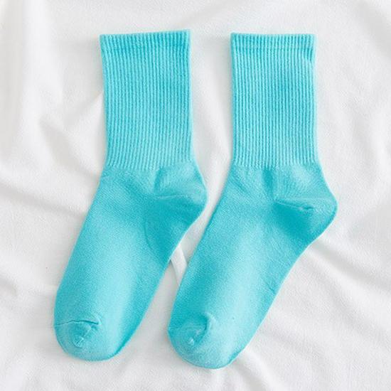 Women's Colorful Mid-Calf Cotton Socks - Korean-Style, Sweat-Absorbent, Odor-Resistant, Thin Slouch Socks for Spring and Autumn