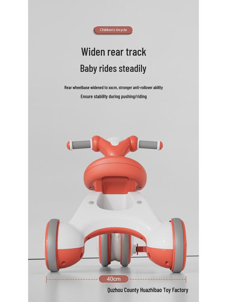 Lightweight Children's Tricycle with Music, Push Handle, and Pedals