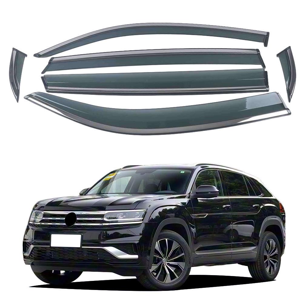 Rain Guard & Deflector with Bright Stripe for 2019 Volkswagen Teramont X Windows, Custom-Fit Design.