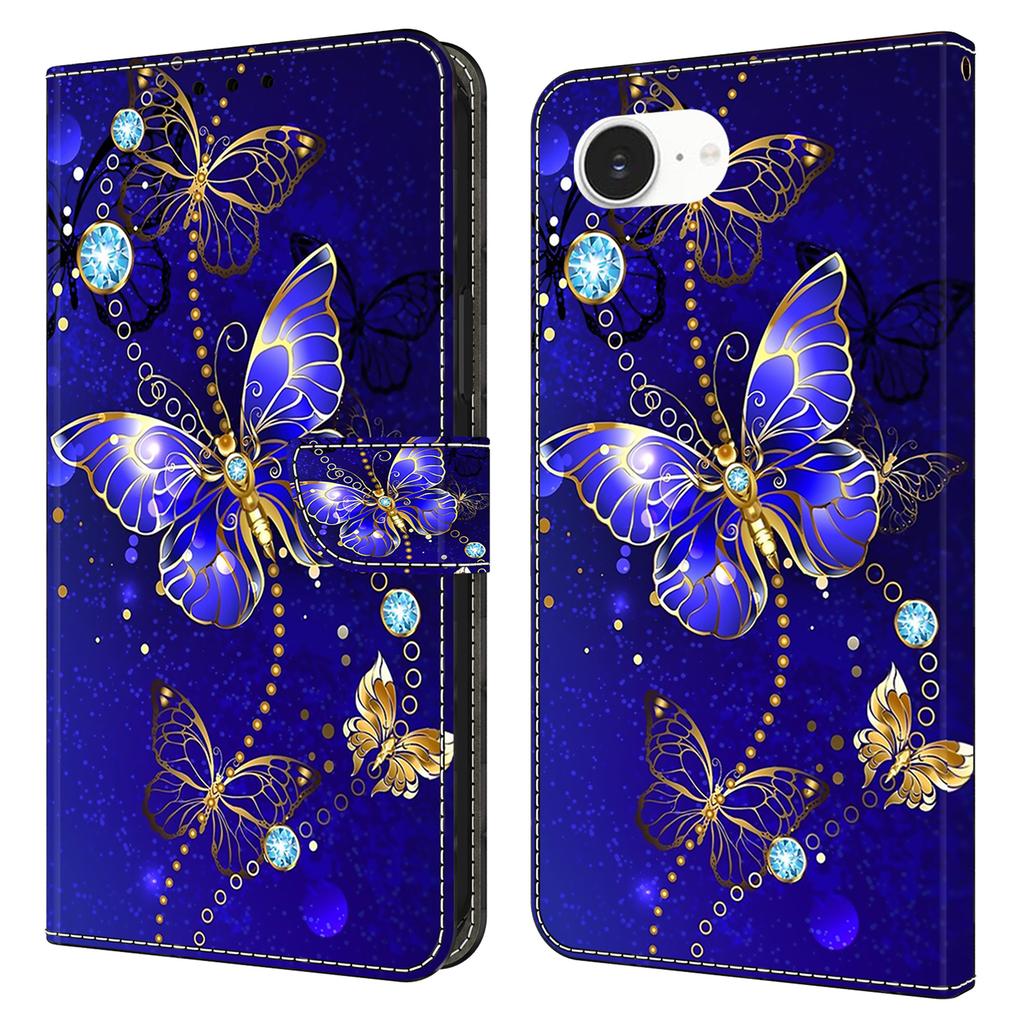 For iPhone 16e Case 3D Pattern PU Leather Wallet Phone Cover with Stand