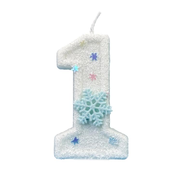 Unique Winter Snowflake Themed Birthday Candle Wax Number Candle Cake Toppers Decorations For Anniversary Parties Supplies