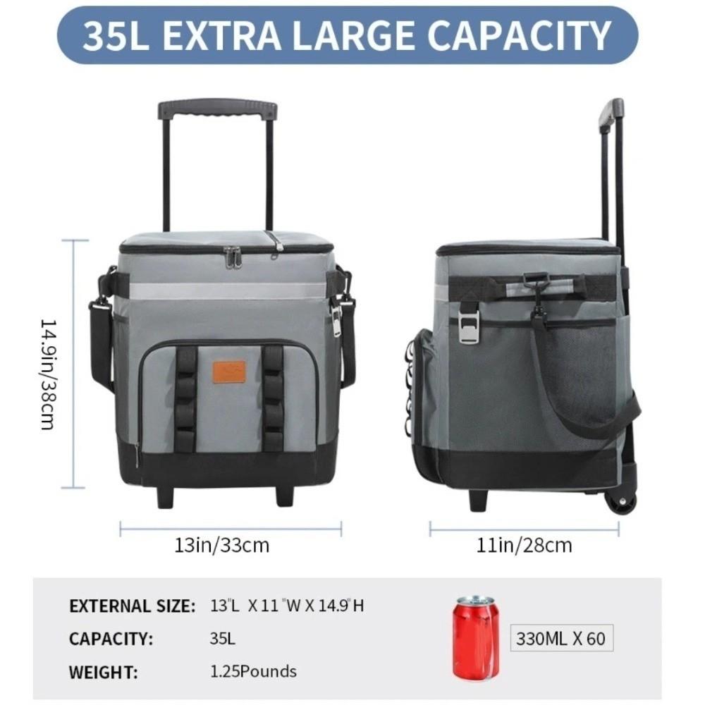 Большая Вместимость Изотермическая Сумка-Холодильник на Колесах Изоляционная Сумка Портативный Пикниковый Ящик-Тележка Сумка для Льда