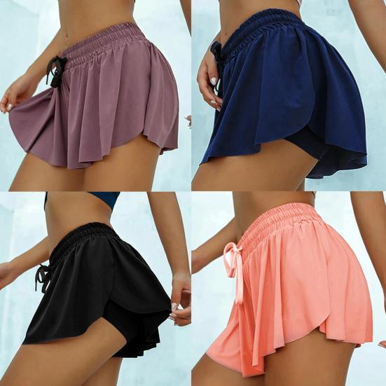 Юбка Дышащая Эластичная Двухслойная Женская Спортивная Шорта для Бега