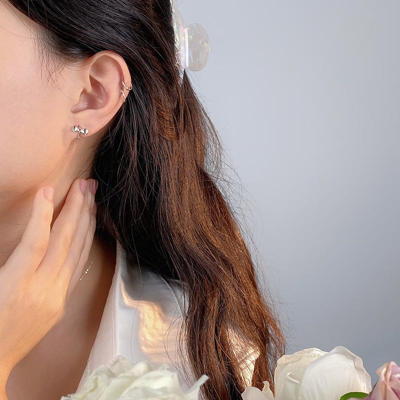 Cute Girl Fresh Bow Ear Buttons for Girls Light Luxury Personality Ear Buttons