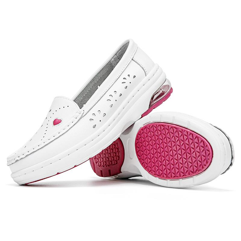 Женская массажная стелька из натуральной кожи, полые дышащие противоскользящие качели, рабочая обувь для медсестры на платформе