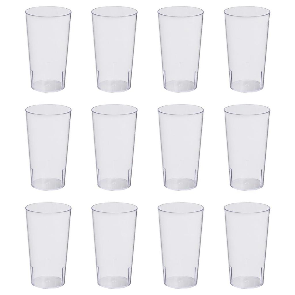 Thunder Group Стакан 470 мл 16 унций, набор из 12 стаканов для коммерческого использования, можно мыть в посудомоечной машине, пластиковый, стеклянный, легкий, ударопрочный, с антипригарным покрытием PLTHTB016C-12S
