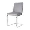 Velvet dining chair, set of 2, luxurious, living room, bedroom, diamond back design, with silver metal support legs, grey [OLD SKU:WF317941AAG]