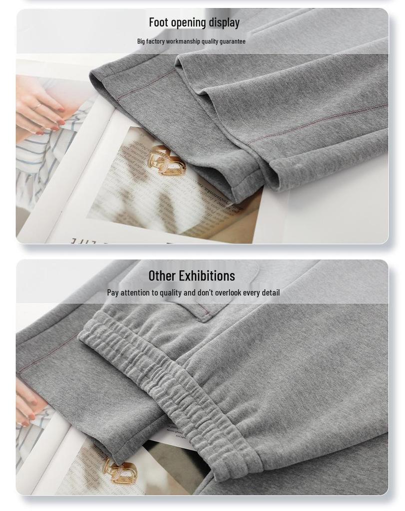 Женские серые спортивные брюки палаццо с высокой посадкой, коллекция весна/осень 2025 - Облегающие, свободные, повседневные спортивные брюки прямого кроя.