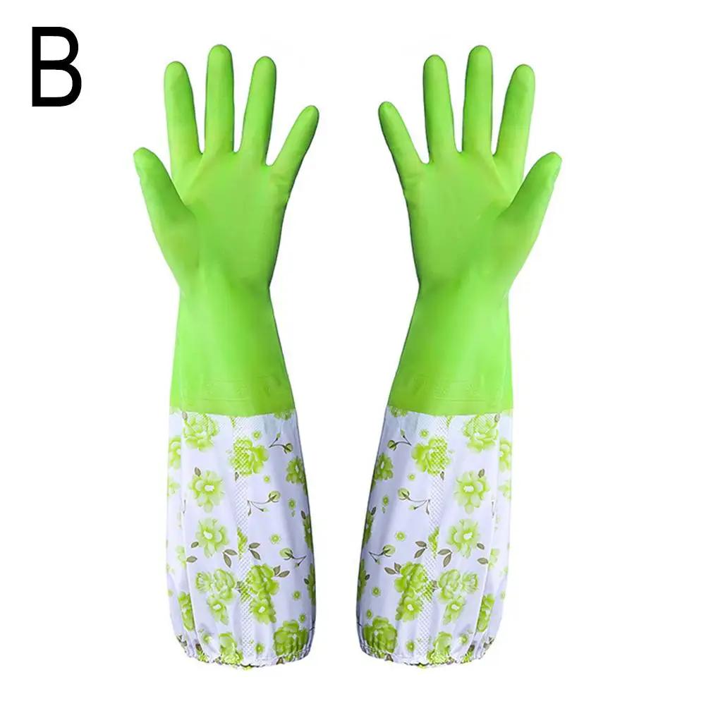 Waterproof And Warm Rubber Gloves Kitchen Washing Dishes Gloves Housework Gloves Women’s Cleaning W1W6