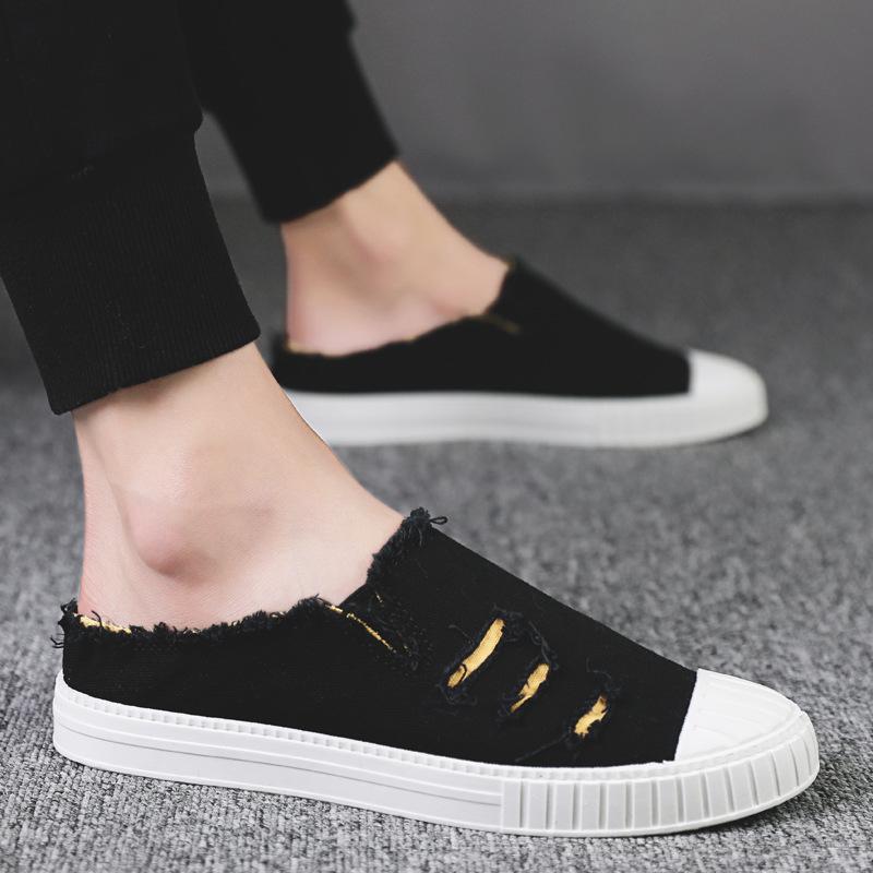 Летние новые дышащие тапочки Lazy Man One Step, японские низкие модные мужские туфли для сноуборда, парусиновые туфли Half Trailer