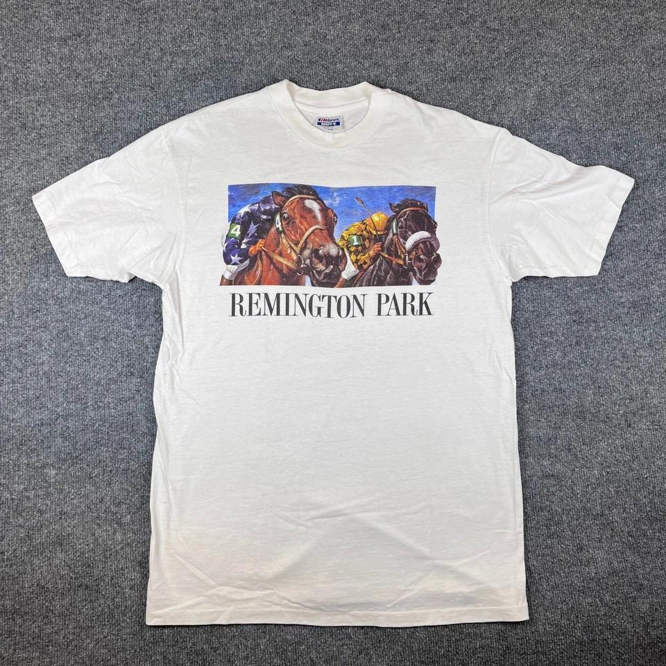 Vintage Remington Park T Shirt Mens XL White Horse Racing Jockey Casino USA 90s