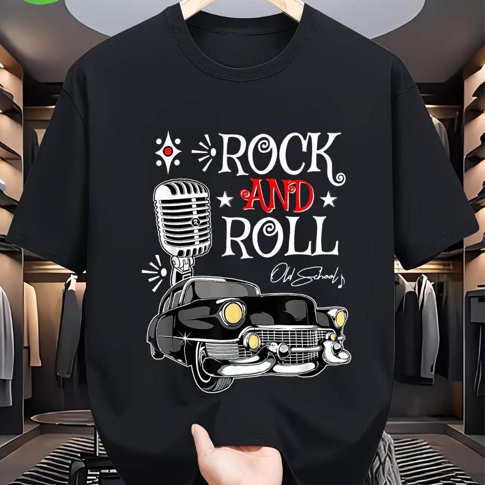 Женская винтажная футболка в рок-стиле с дизайном слогана Rock and Roll Old School Модная уличная одежда Трендовый топ