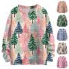 Ladies' Fashionable Casual Long Sleeved Christmas Printed Round Neck Knitted Yarn