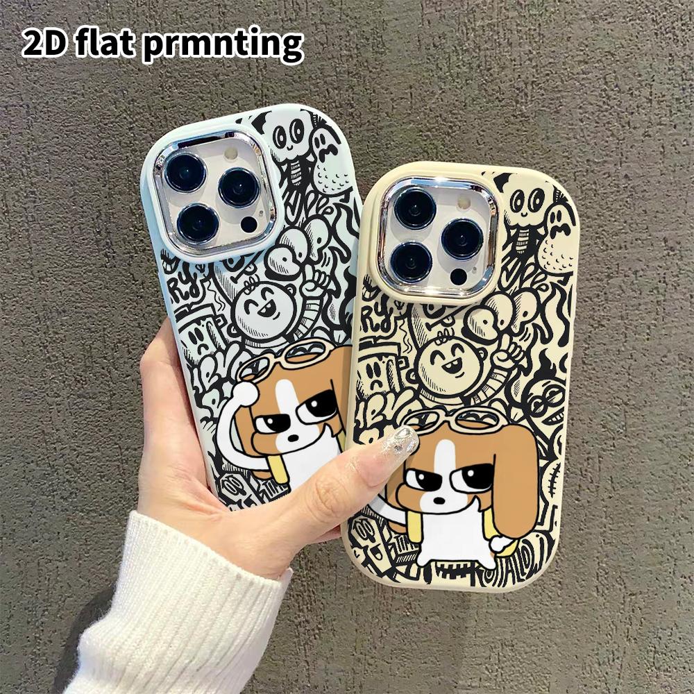 Phone Case: 2D flat design suitable for iPhone 18 17 16 15 14 13 Pro protective case, couple style, cartoon puppies, Christmas and Halloween gifts