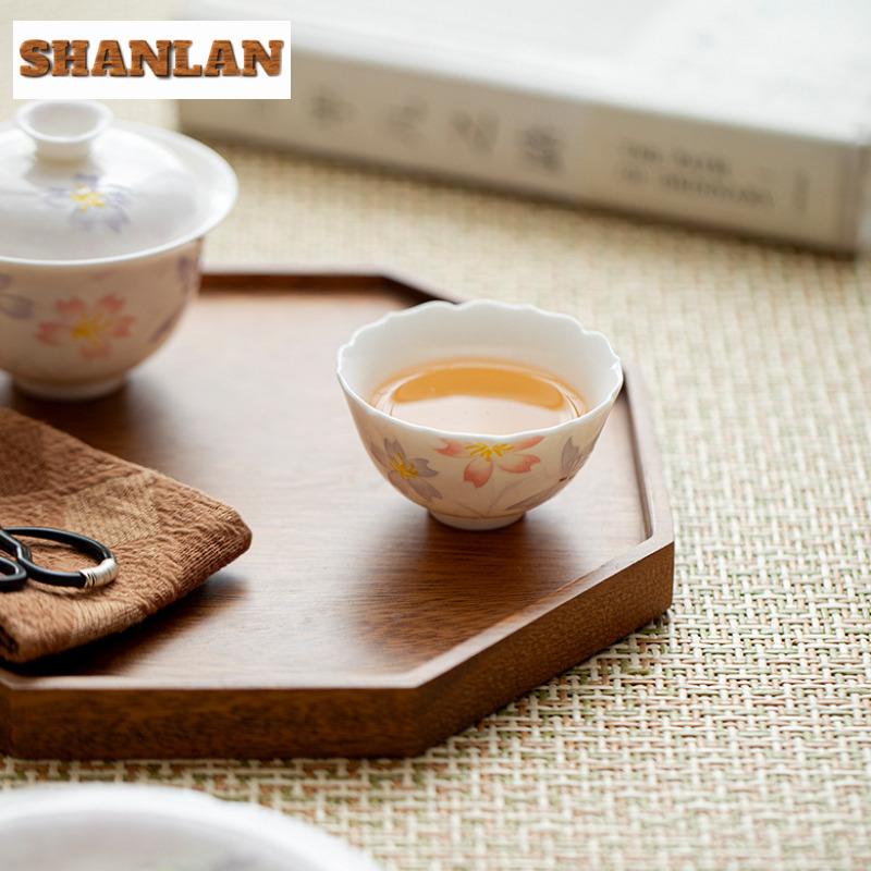 50ml Hand-painted Flowers Butterfly Teacup Antique Tea Bowl Cup For Tea Tea-tasting Meditation Cup Jianzhan Master Cups Teaware
