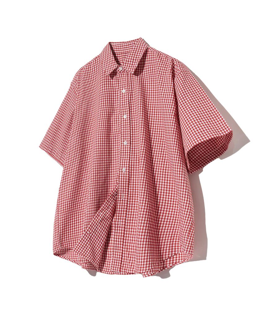 STANDARDERROR 87-Stan072 Classic Oversized Short Sleeve Gingham Check Shirt (B Type)