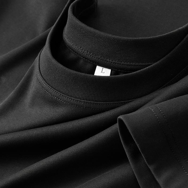 Футболка из мягкого хлопка с короткими рукавами и круглым вырезом, жидкий аммиак, 60 шт., длинноволокнистый хлопок, однотонная, синяя, мужская одежда, повседневная, Ice Silk, прилив