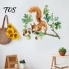 Soft Watercolor Illustration Decals Squirrel Wall Sticker, Cute Tree Branch Decal, Stickers Forest Animal Mural Art for Living Room, Bedroom, Nursery