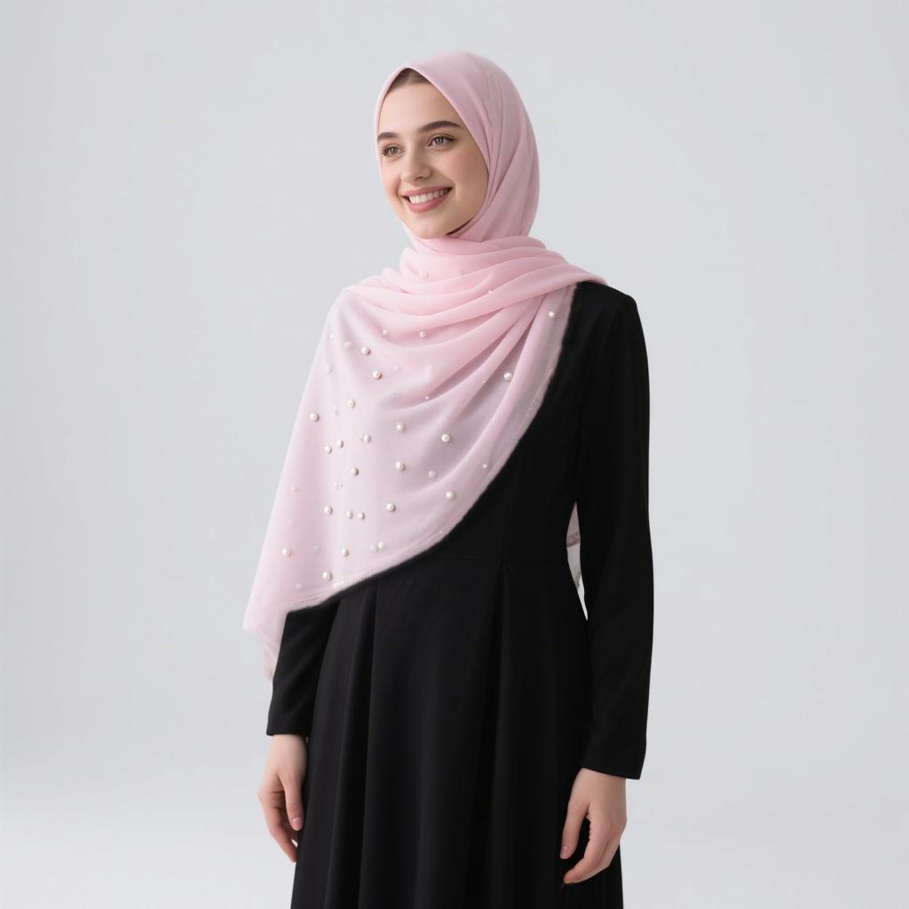 Pearls Tr Cotton Hijab Scarf Woman Muslim Hijabs Shawl Solid Color Headband Lady Fashion Long Wraps Female Turban Headscarf