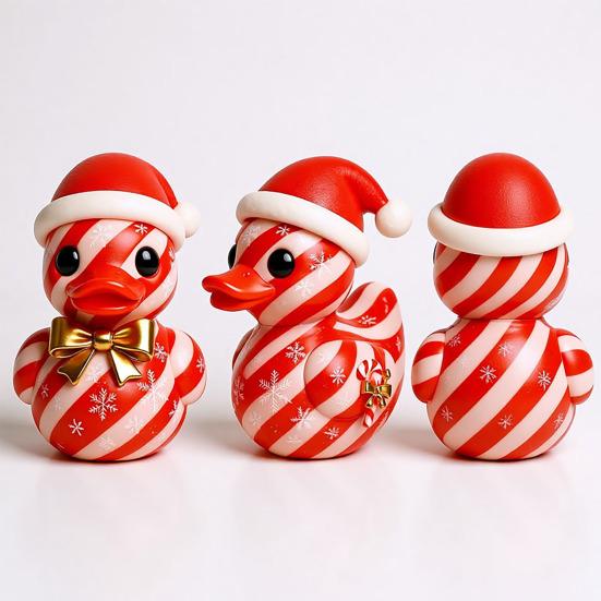 1/3Pcs Duck Ornament Handmade Texture Festive Christmas Decoration with Gift Bowknot Crutch Decor Xmas Duck Statue