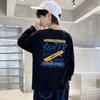 100% Pure Cotton Boys' Long-Sleeve Round Neck T-Shirt for Autumn - Loose Fit Kidswear