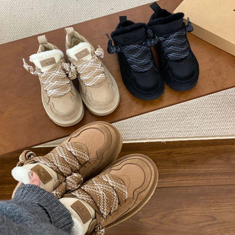 Женские зимние ботинки Henan Sangpo на толстой подошве, с меховой подкладкой, из коровьей кожи