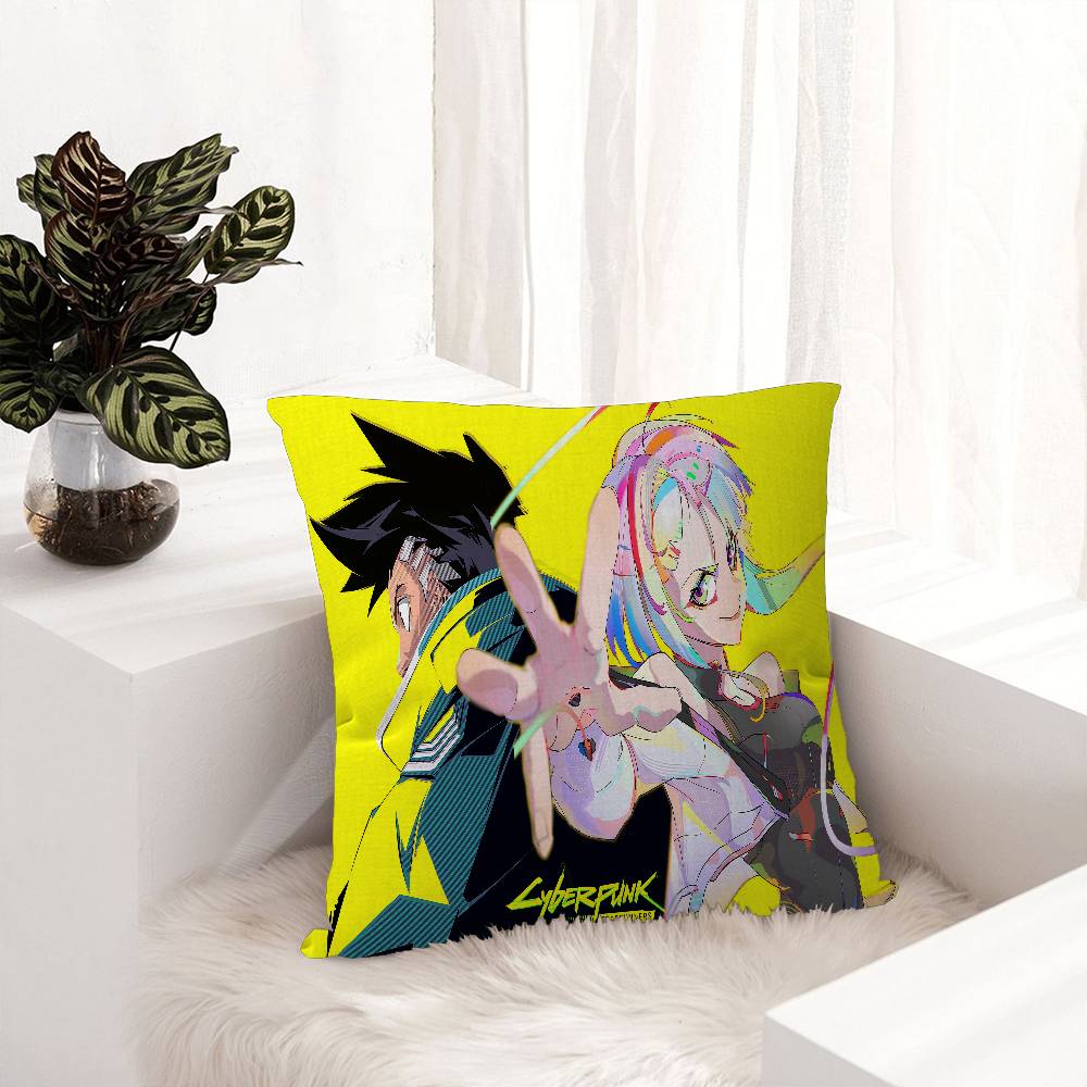 C-Cyberpunk Cartoon E-Edgerunners Decorative Room Aesthetics Pillow Case Home Decor Bedroom Sofa Bed Couch Pillow Cover 45X45