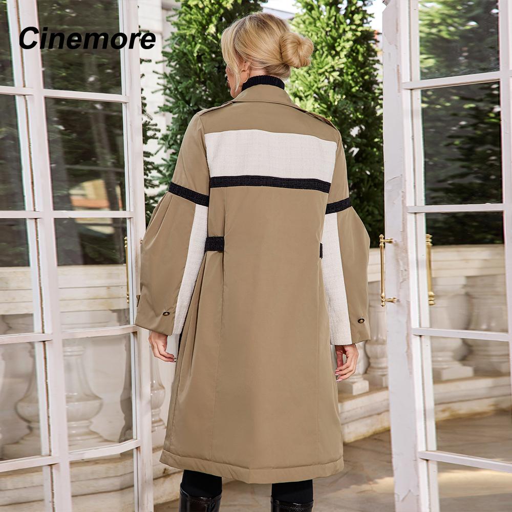 Cinemore Осенний плащ для женщин, длинная ветровка, куртка с двубортным лацканом и поясом, классическая повседневная женская TFD-517YG