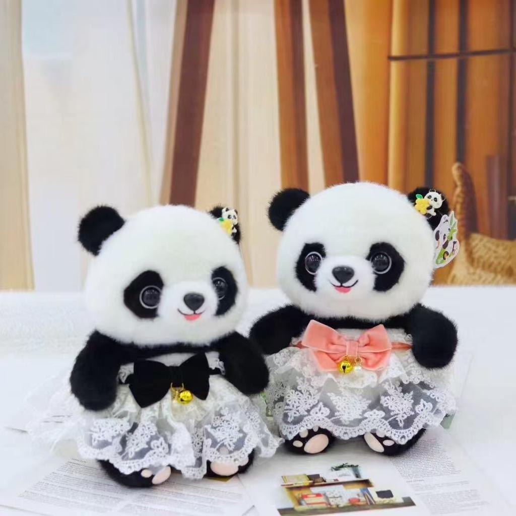 Милая кукла панда, плюшевая игрушка с цветком, кукла гигантская панда, тряпичная кукла, детский подарок на день рождения, Чэнду