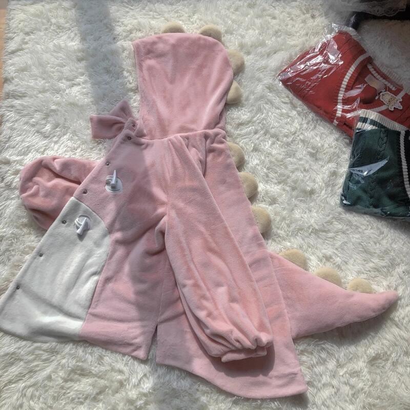 Маленький хвост динозавра с толстым бархатным пальто женская одежда зимняя куртка новая Лолита милый бант сращивание бархатные толстовки женский топ