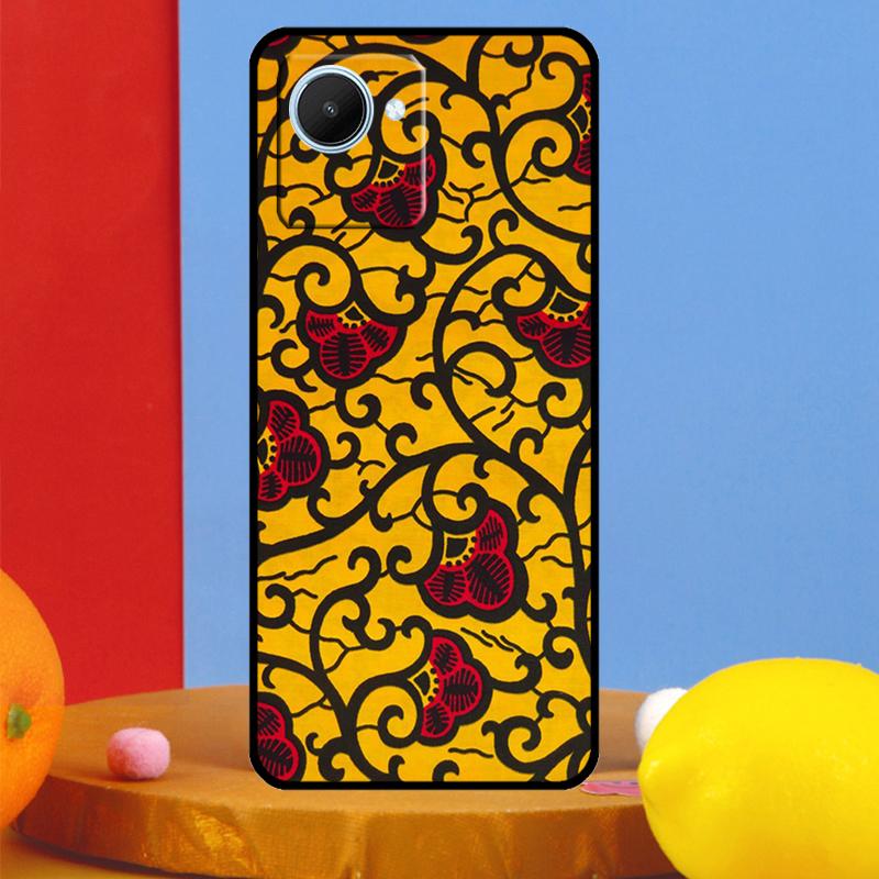 African Wax Pattern Fabric For Realme C51 C31 C67 C55 C53 C35 C33 C30 C21Y C25s 9 10 11 12 Pro Plus GT Neo 5 6 Case