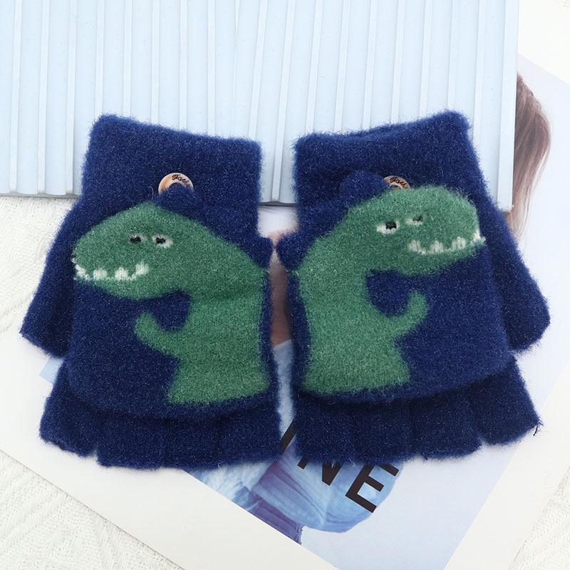 Детские зимние шерстяные перчатки-варежки с откидным верхом - Теплые, мультяшный дизайн для мальчиков и девочек младшего школьного возраста