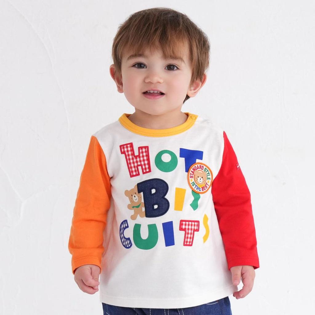 MIKI HOUSE HOT BISCUITS Long Sleeve T-Shirt, Boys and Girls, Kids' Clothing, Multicolor, 80cm, 73-5203-495