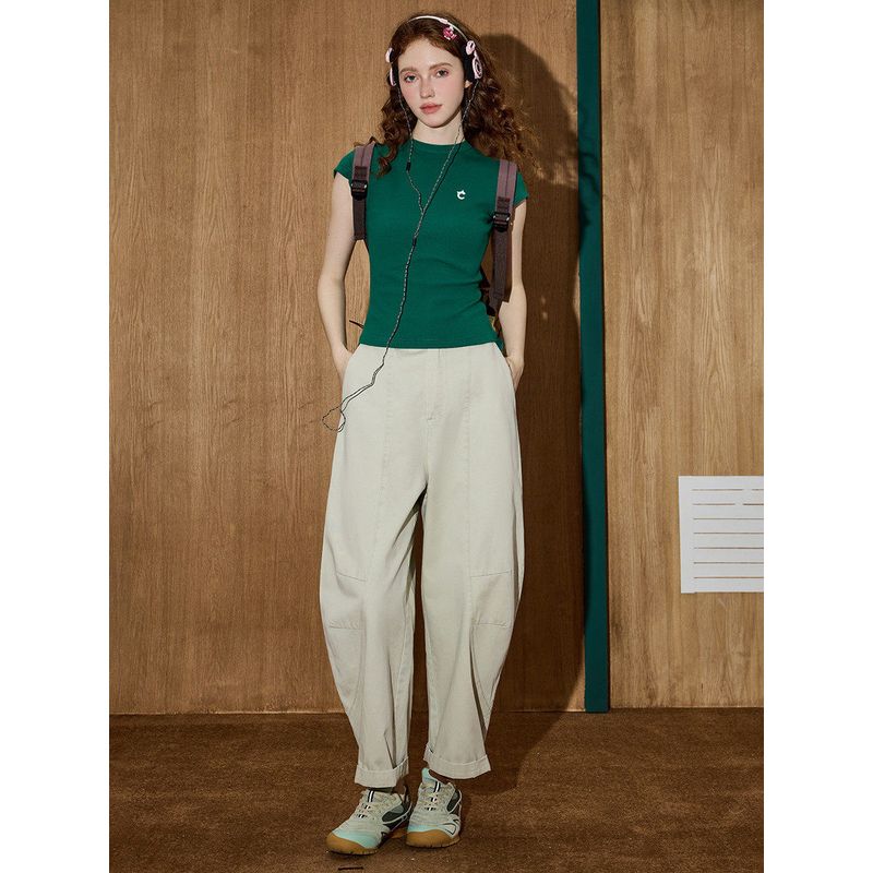 Coolhut Simple and Versatile High-Waisted Slimming Loose Wide-Leg Pants Scimitar Harem Thin Style 25 Summer Women's Casual Pants