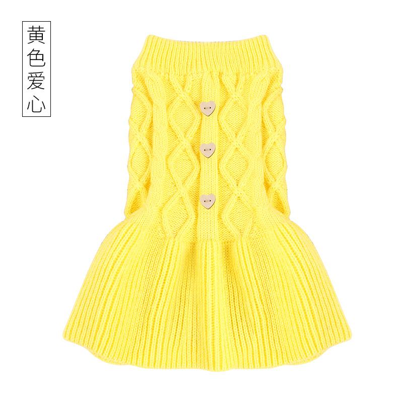 Вязаное платье с бантом для домашних животных, одежда для кошек, одежда для щенков на осень/зиму, акриловое однотонное платье с капюшоном для маленьких собак, свитер с низом